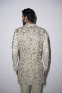 Gilded cut work sage mint indowestern