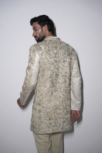 Gilded cut work sage mint indowestern