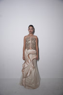 Sculpted golden indo  western set