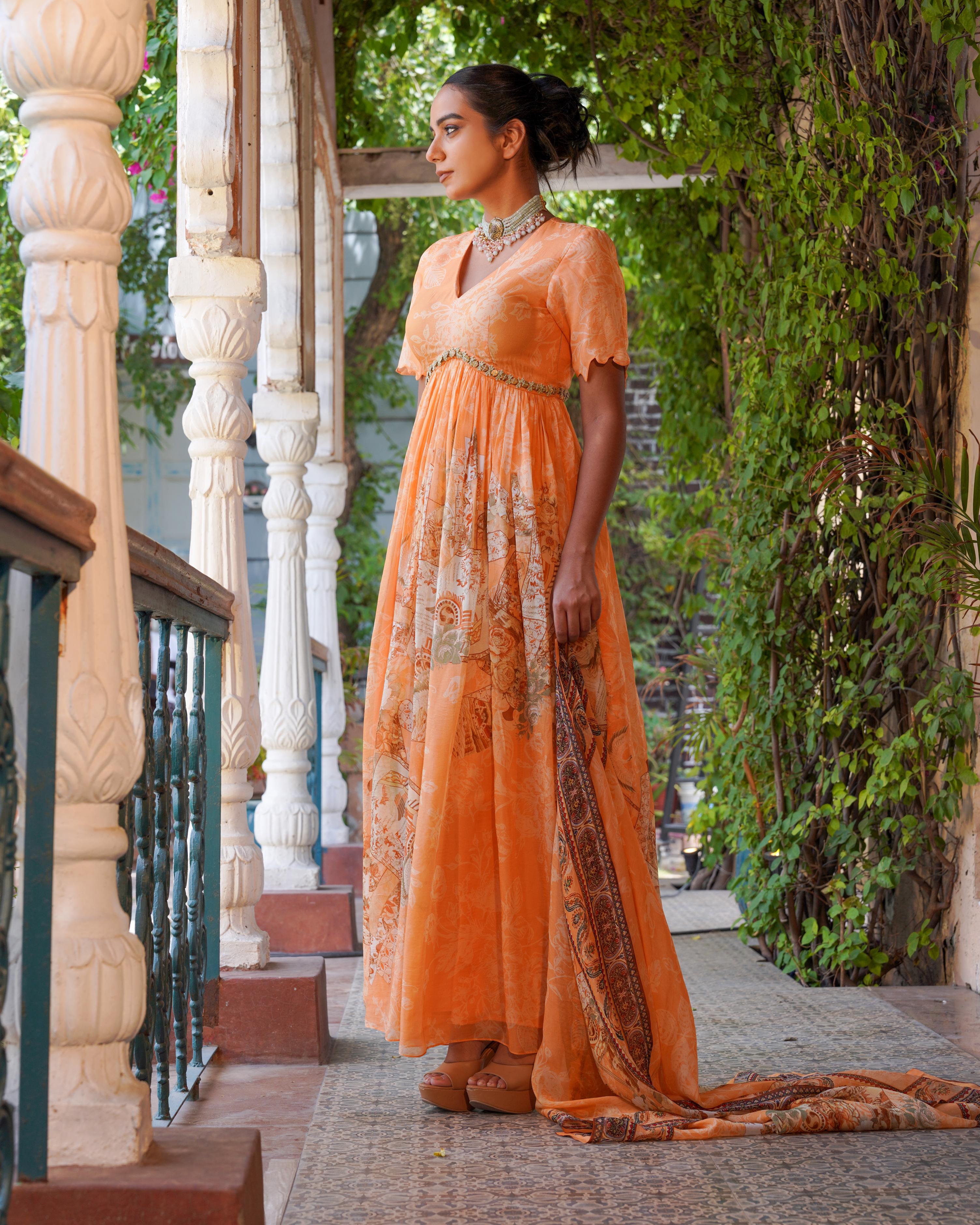 TANGERINE LIGHT ANARKALI