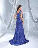 Electric Blue Neo Gown with Trail