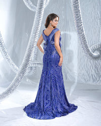 Electric Blue Neo Gown with Trail