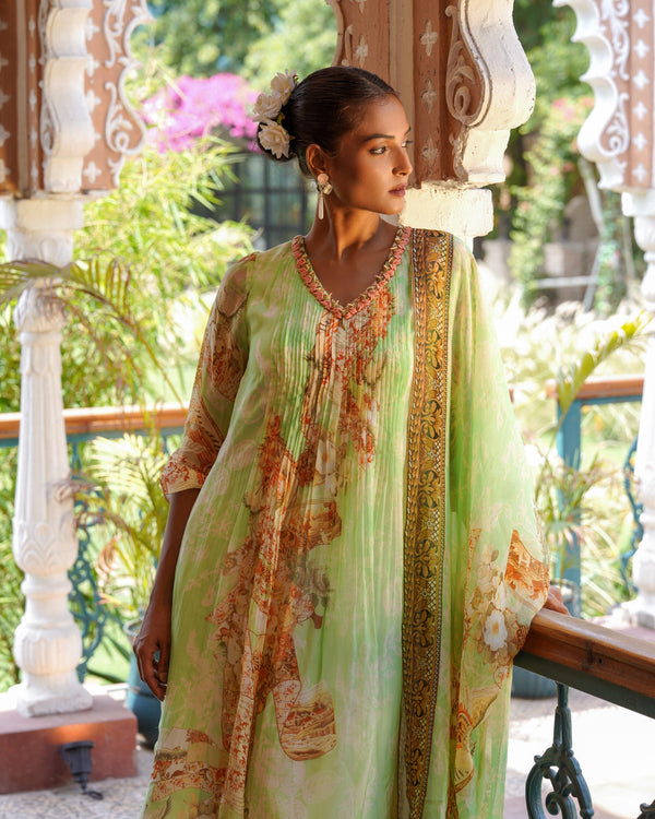 PLEATED PARAKEET KURTI DRESS