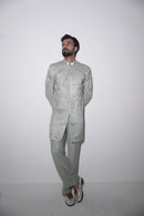 The gilded shine Grey Strip  Coat set