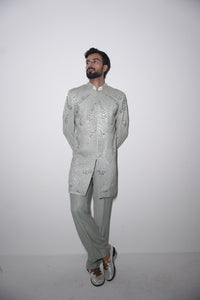 The gilded shine Grey Strip  Coat set