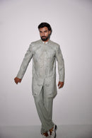 The gilded shine Grey Strip  Coat set