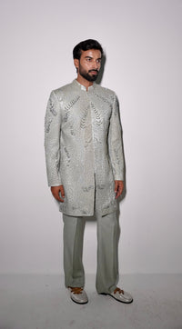 The gilded shine Grey Strip  Coat set