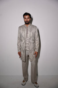 Moonlit Greyis 7d panelled longline ind-western set