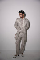 Moonlit Greyis 7d panelled longline ind-western set