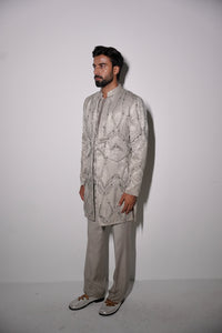 Moonlit Greyis 7d panelled longline ind-western set