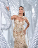 SERENE NEO CORD GOWN WITH ORNATE BELT