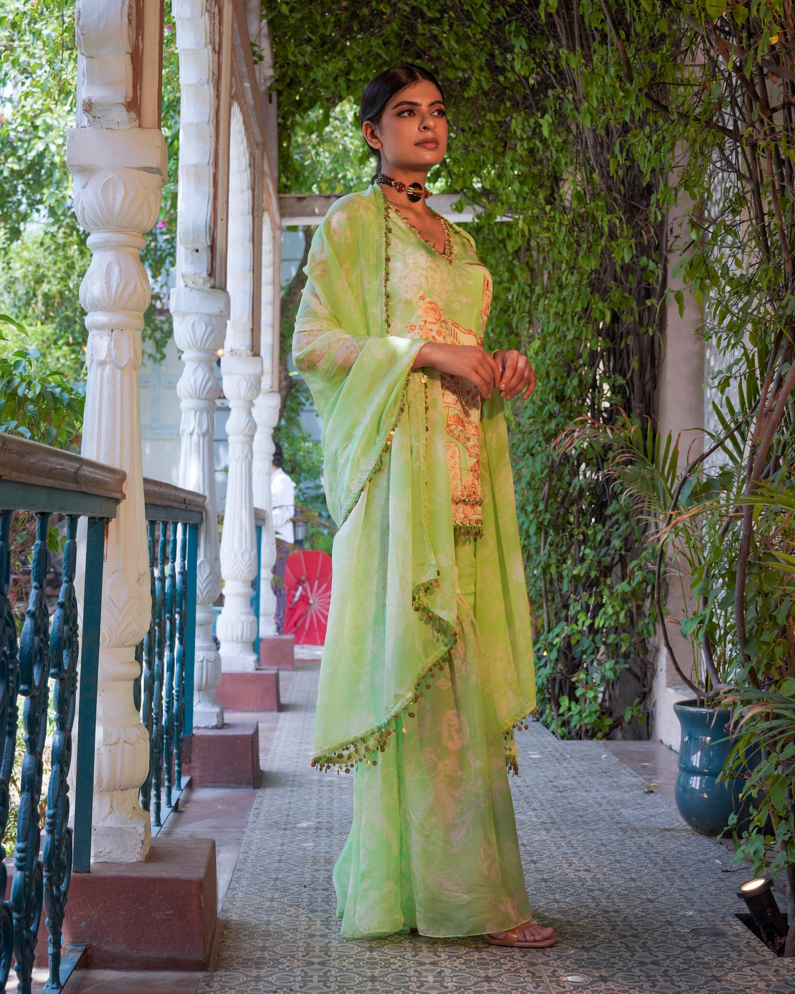 PARAKEET KURTI WITH GARARA