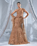 Alaya Mauka Rust  Corset With fish cut gown