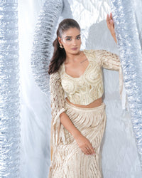 Champagne Cream Neo Lehenga with blouse