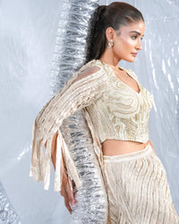 Champagne Cream Neo Lehenga with blouse