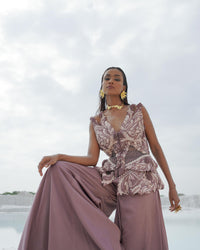V-Neck Faded Kallied Plazzo Set
