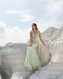 MINT BLOOM DRAPE SAREE (SIGNATURES)