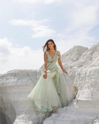MINT BLOOM DRAPE SAREE (SIGNATURES)