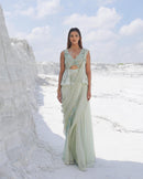 MINT BLOOM DRAPE SAREE (SIGNATURES)