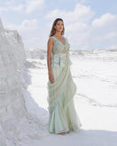 MINT BLOOM DRAPE SAREE (SIGNATURES)