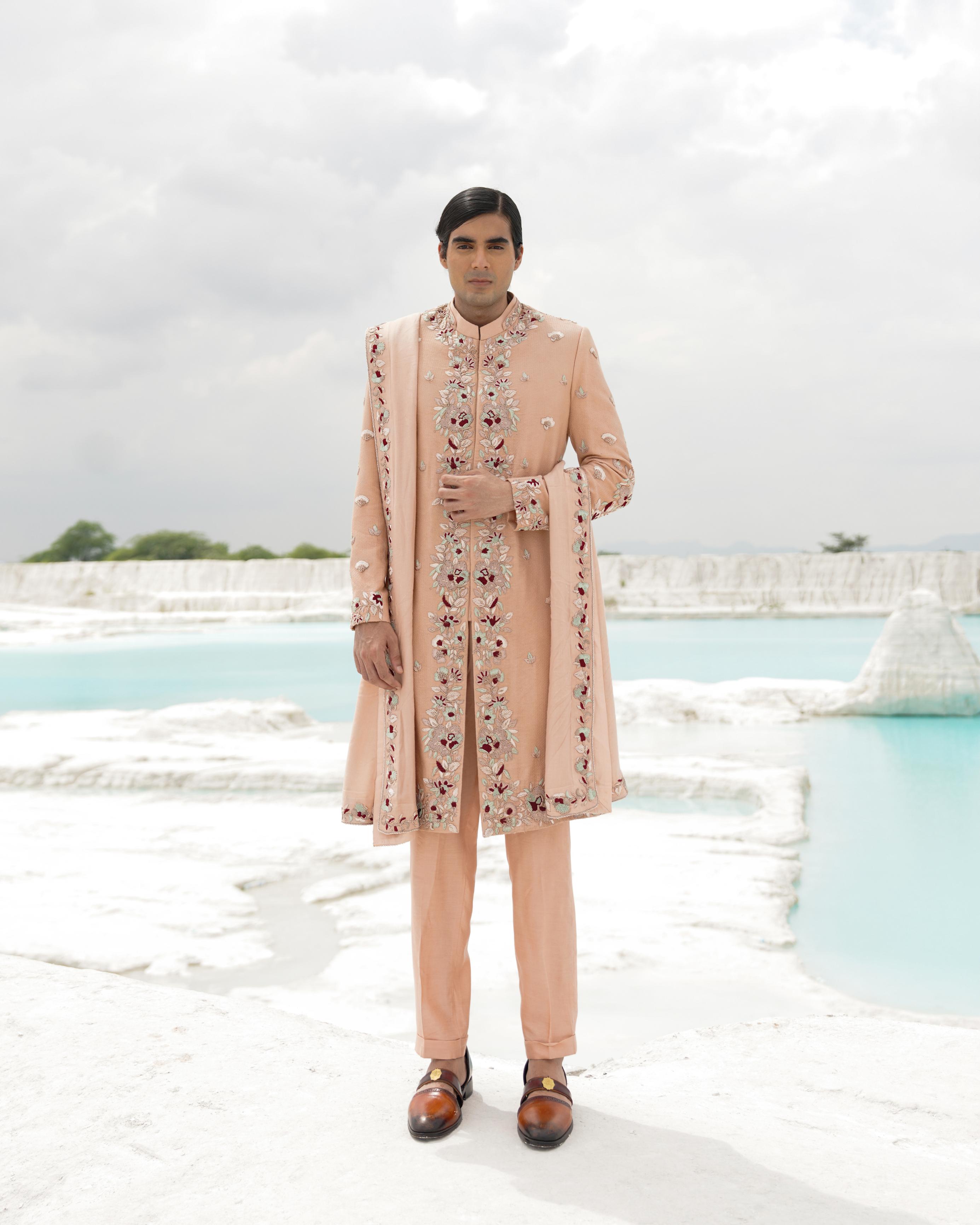 OFF WHITE CREPE ETHNOWAVE SHERWANI