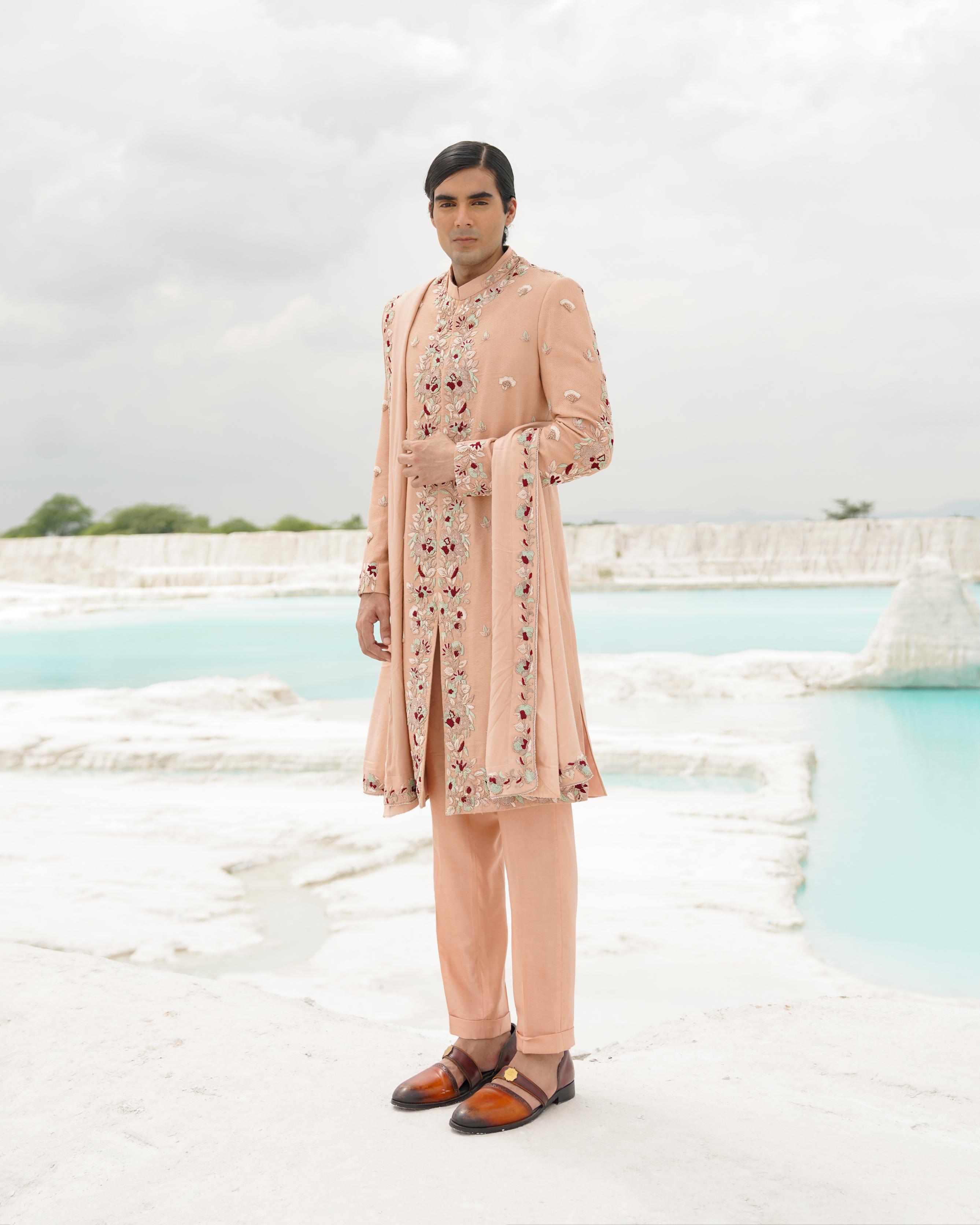 OFF WHITE CREPE ETHNOWAVE SHERWANI