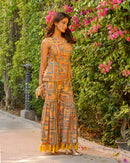 Printed Peplum Bodice & Garara Set in multi-coloured Warm Yellow