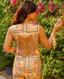 Printed Peplum Bodice & Garara Set in multi-coloured Warm Yellow