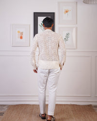 BLAZER STYLE CROCHET LAPEL SHIRT