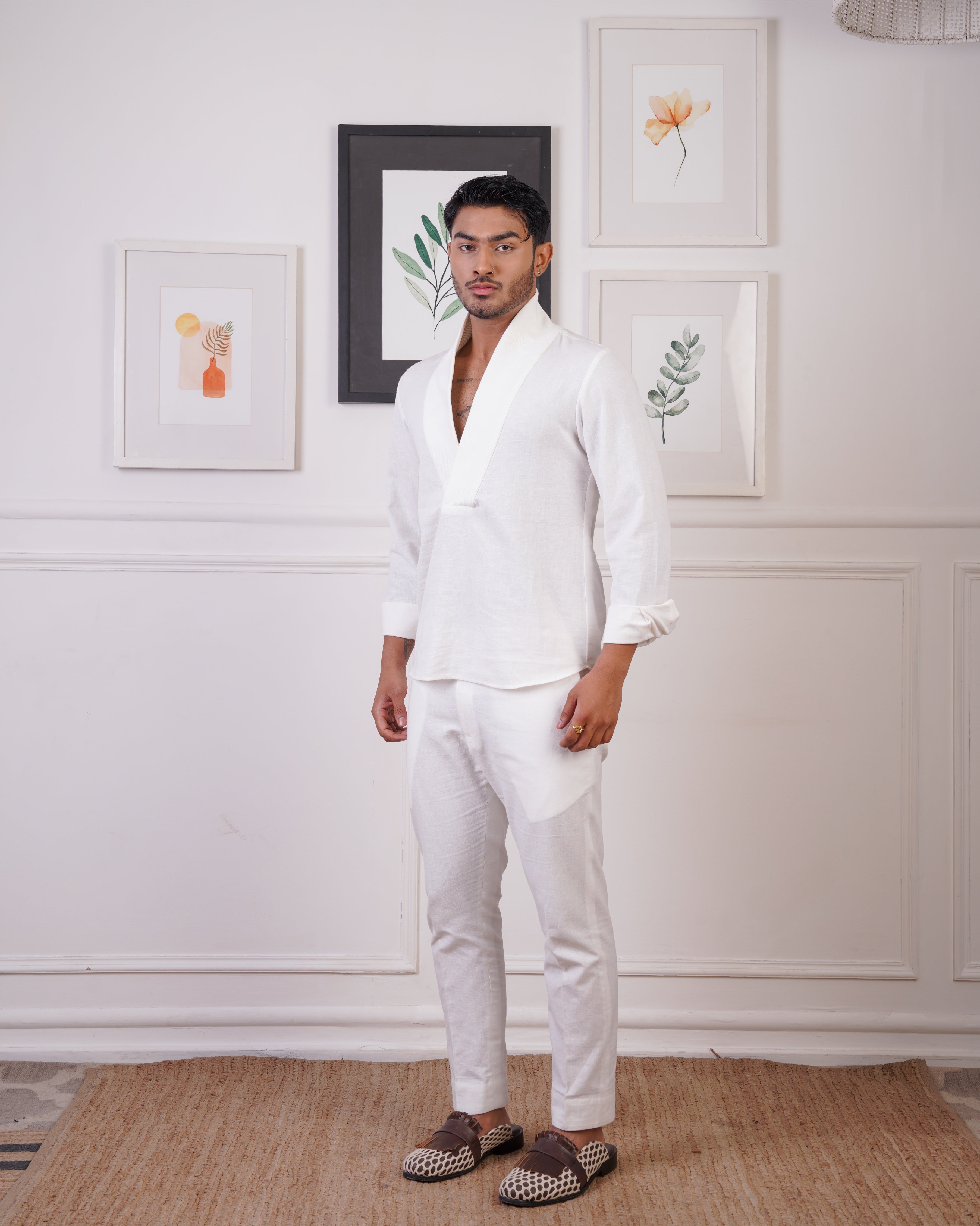 Ribbed white Shirt and pant