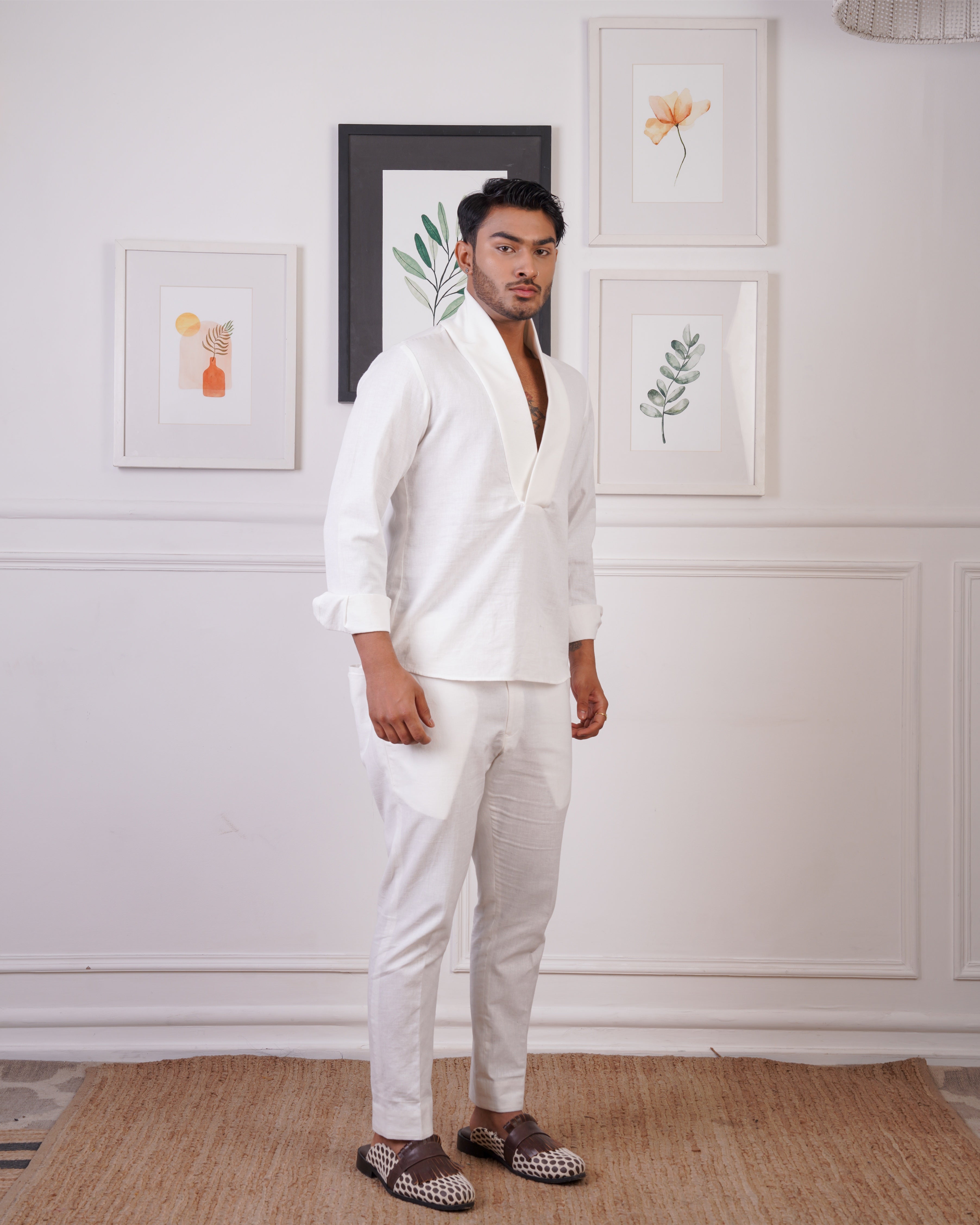 Ribbed white Shirt and pant