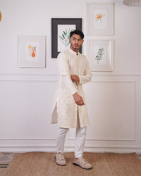 CROCHET KURTA EMBELLISHED WITH MIRROR WORK
