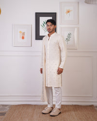 CROCHET KURTA EMBELLISHED WITH MIRROR WORK