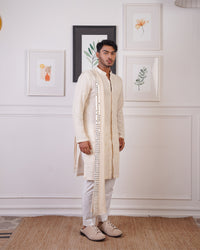 CROCHET KURTA EMBELLISHED WITH MIRROR WORK