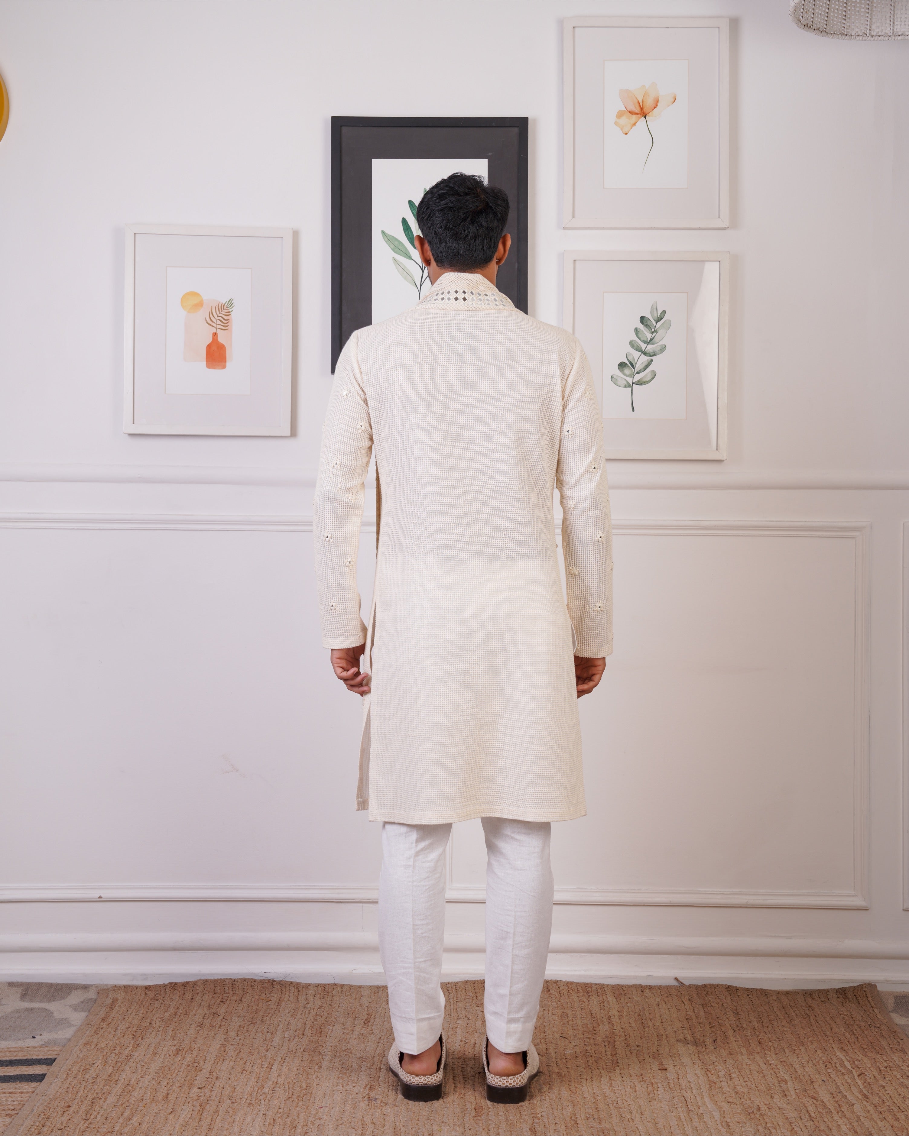 CROCHET KURTA EMBELLISHED WITH MIRROR WORK