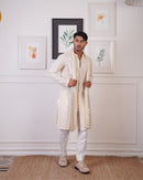 CROCHET KURTA EMBELLISHED WITH MIRROR WORK