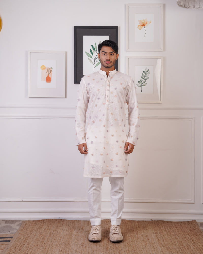 KURTA IN MESH EMBELLISHED WITH ZARDOSI MOTIFS