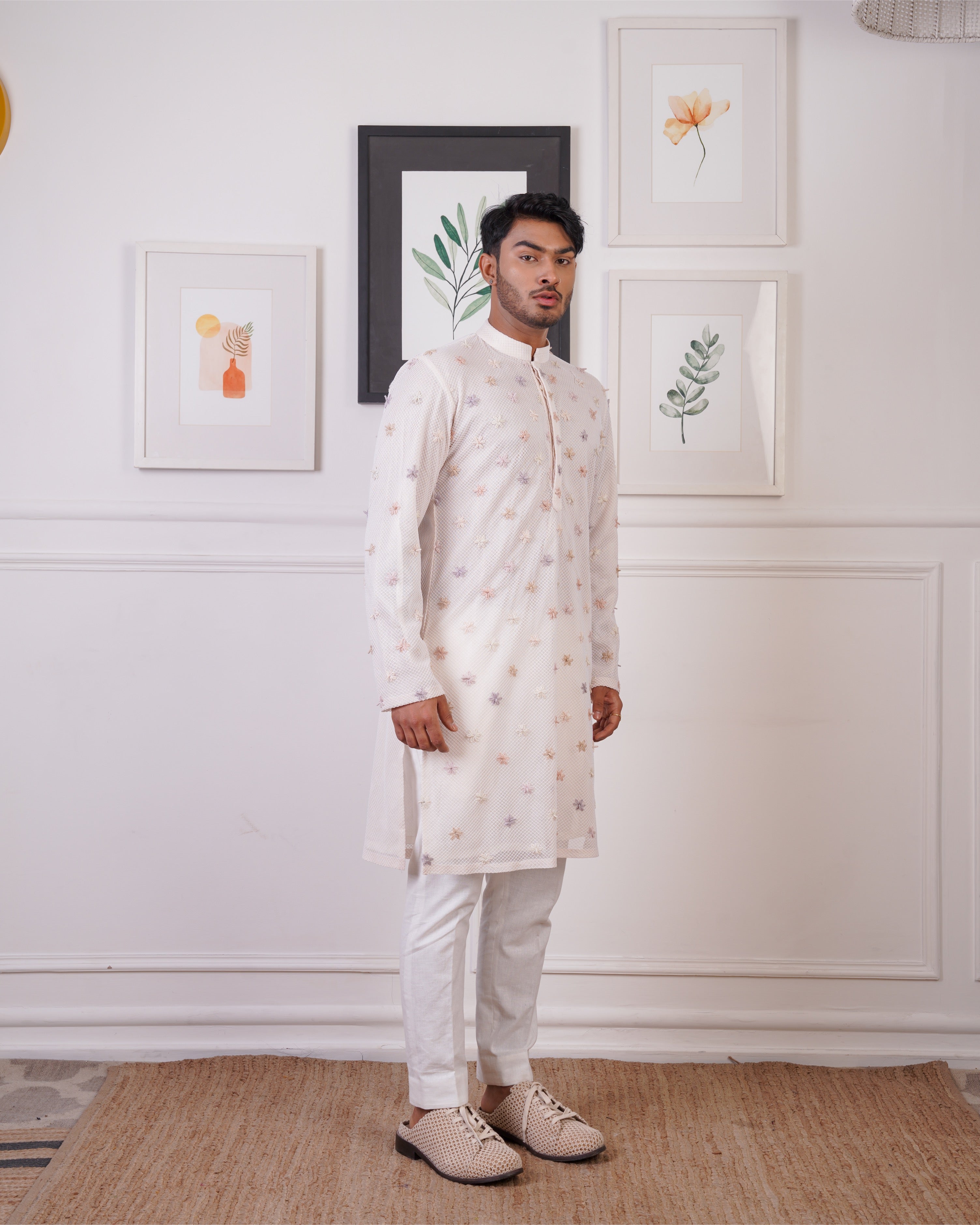 KURTA IN MESH EMBELLISHED WITH ZARDOSI MOTIFS