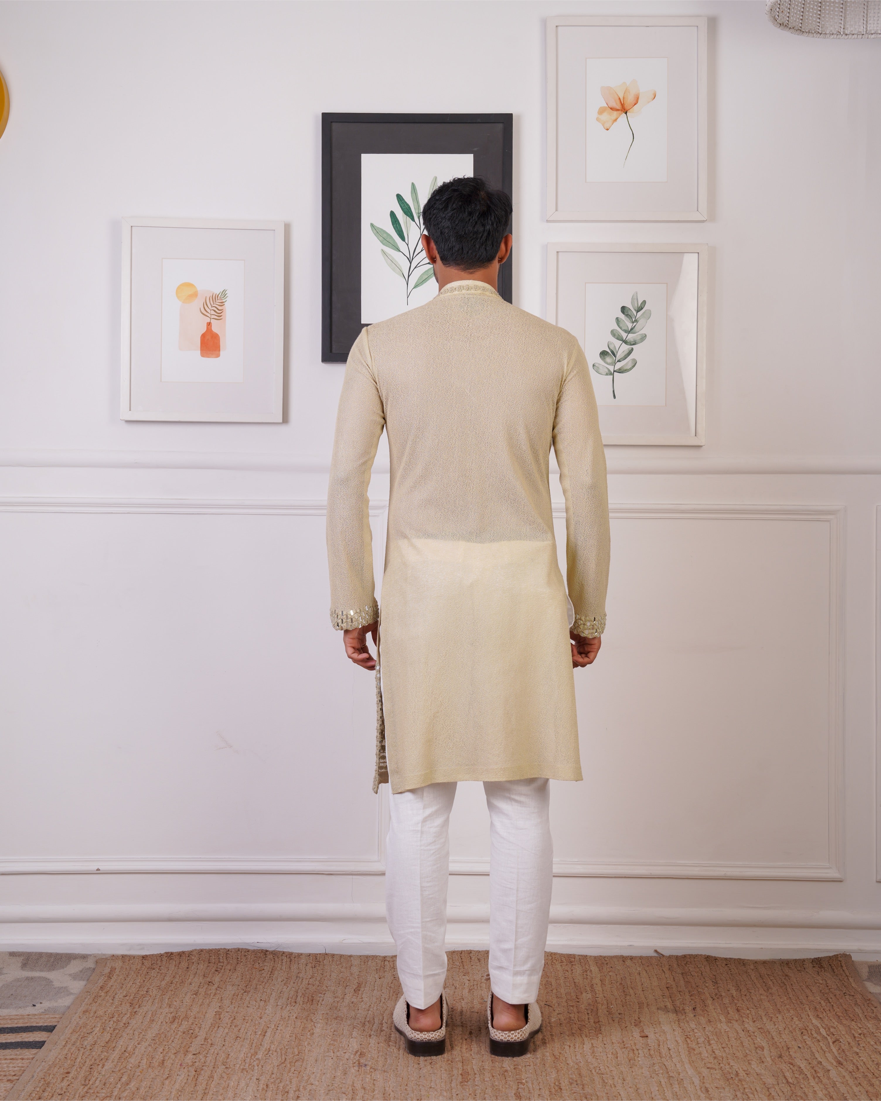 MINT KURTA EMBELLISHED WITH MIRROR WORK