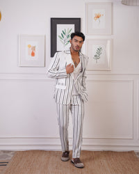 PANELLED STIPE SUIT