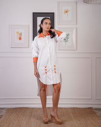 Laced ribbit shirt dress with crochet cut back