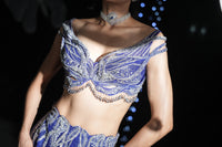Mirage metallic blue aqua gown lehanga