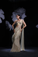Metallic muse draped saree set