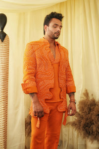 Rust mist crochet ethnowave blazer set carn