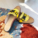 Yellow crochet and leather sliders for Men