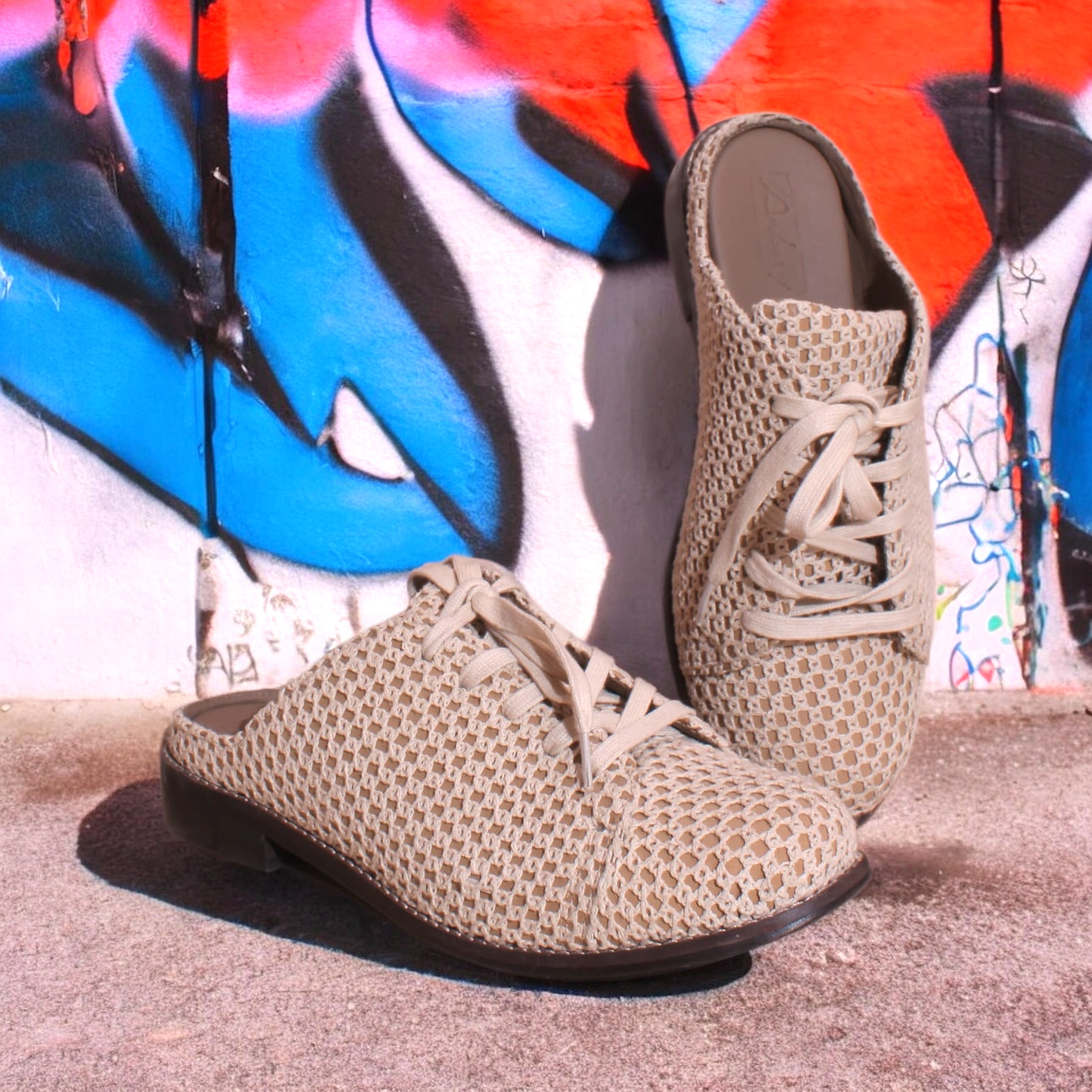 Beige crochet hand crafted sliders for Men