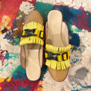 Yellow crochet and leather sliders for Men