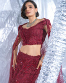 Red bridal lehenga, fish cut neo