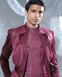 Red wave tuxedo ind-western neo