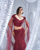 Red bridal lehenga, fish cut neo